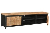 Metalen tv kast 210 cm met mango houten bovenblad - Korver Living